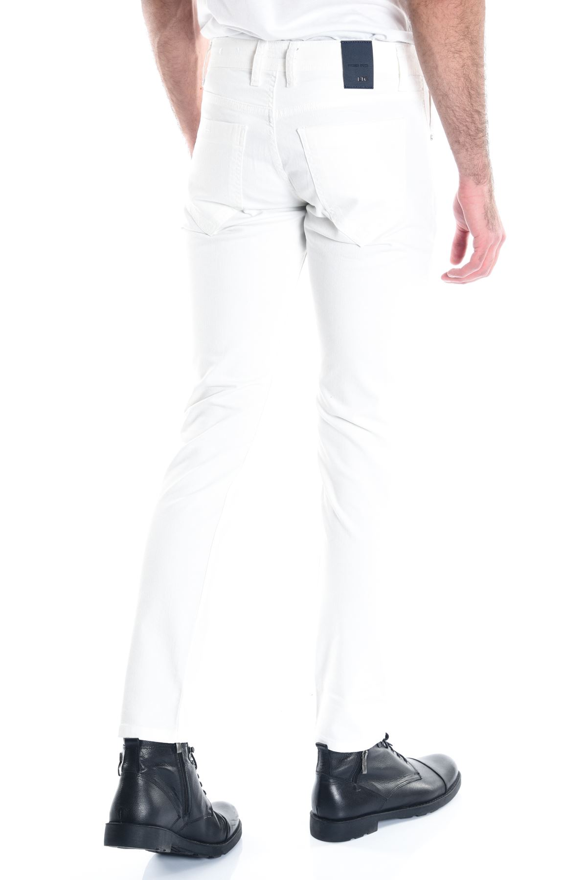 Beyaz Kamuflaj Detay Slimfit Erkek Pantolon