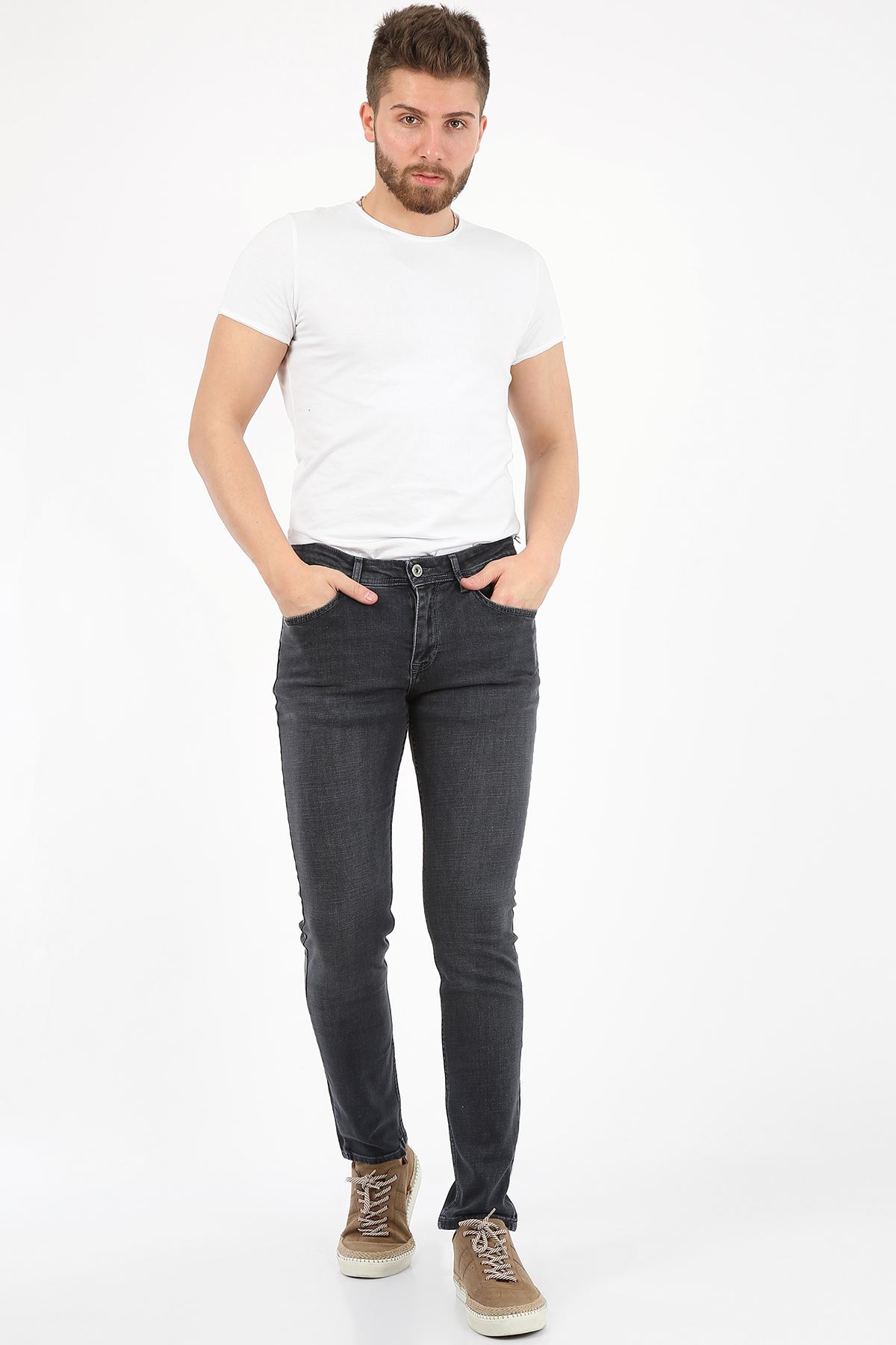 Blue Black Slim Fit Fermuarlı Erkek Jeans Pantolon-JONAS