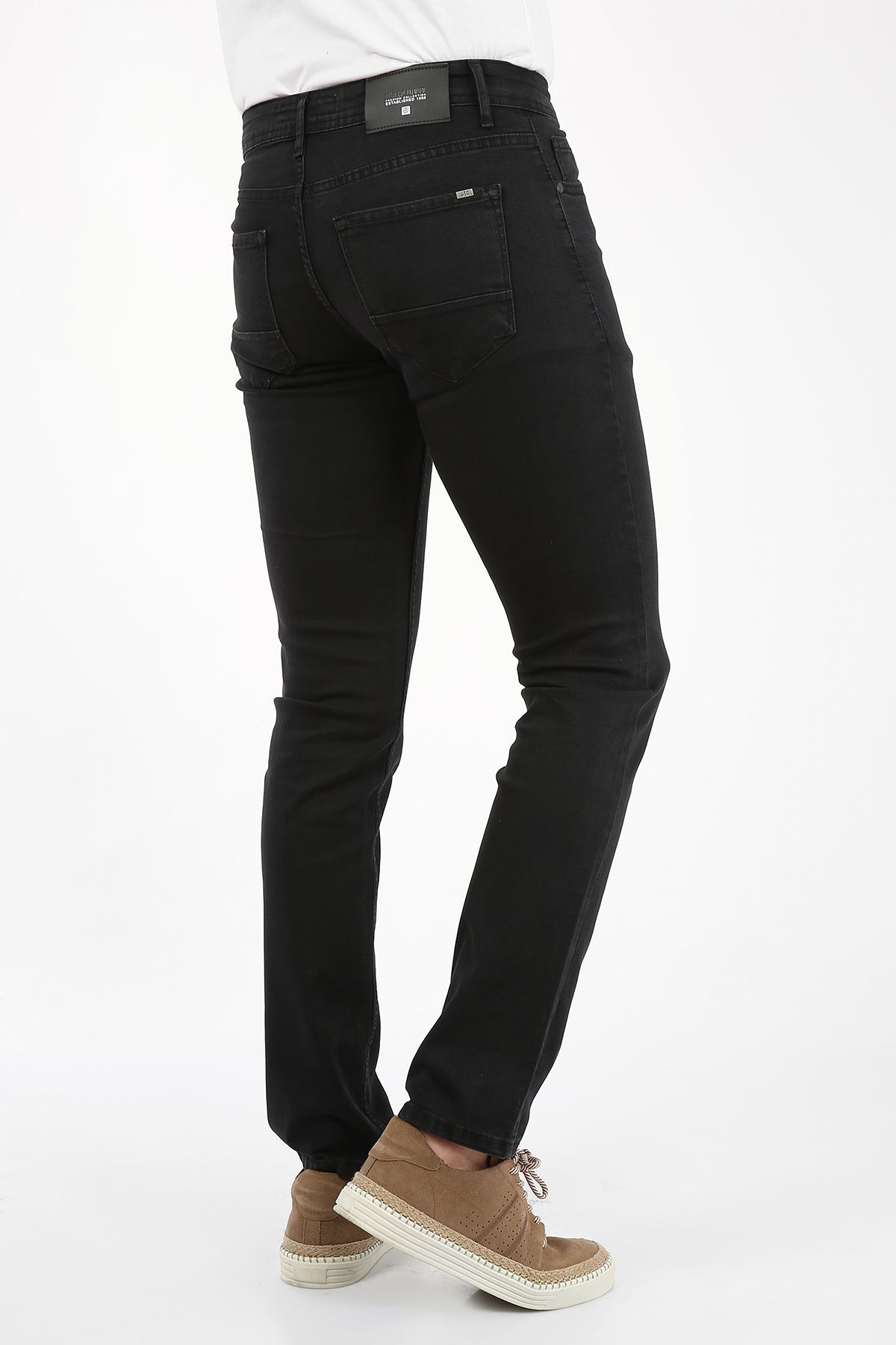 Siyah Regular Fit Fermuarlı Erkek Jeans Pantolon-FARADAY
