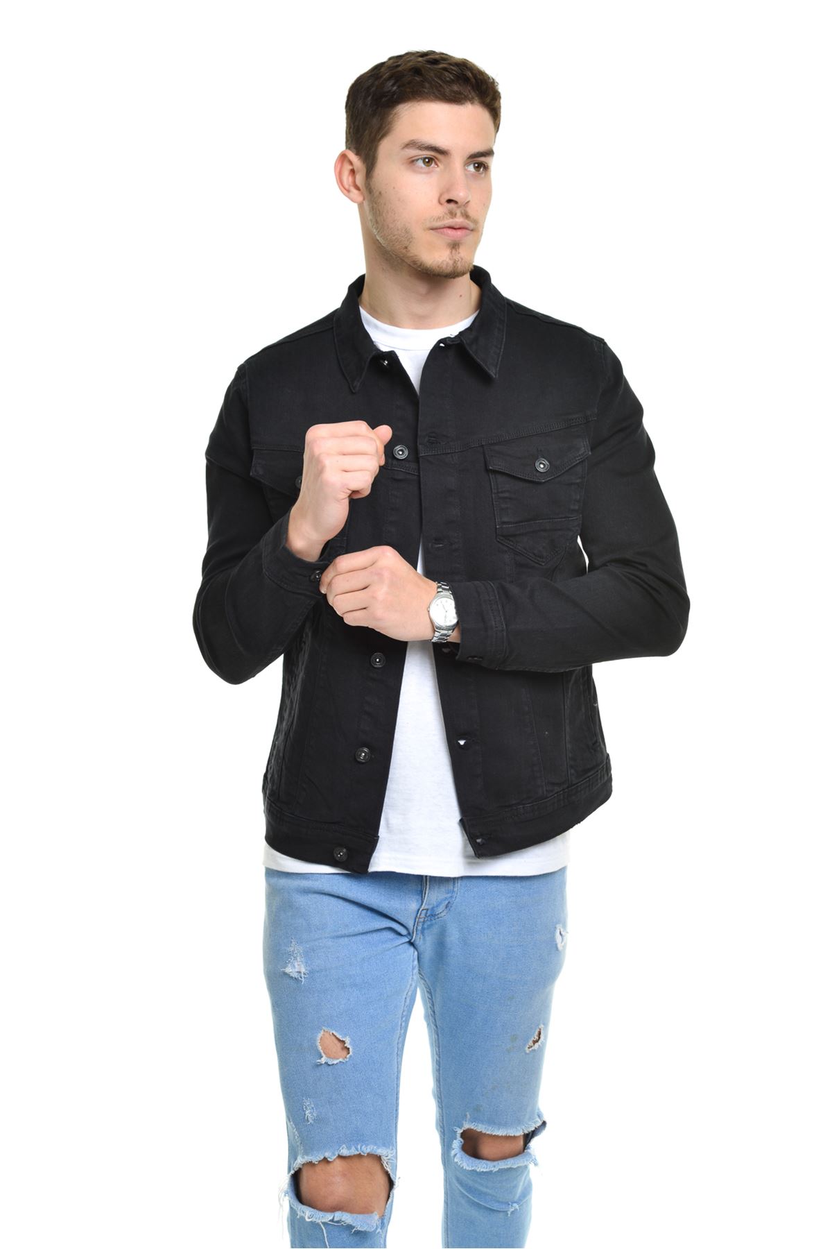 LTC Jeans Yeni Klasik Erkek Siyah Kot Ceket