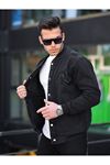  Erkek Çıtçıtlı Siyah Yıkama Oversize Spor Kot ceket
